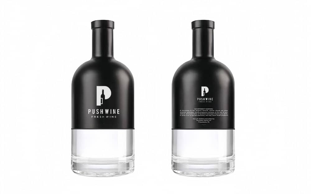 glass vodka bottle half black printed with silk printing
