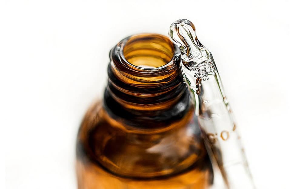 glass essential oil bottle with dropper