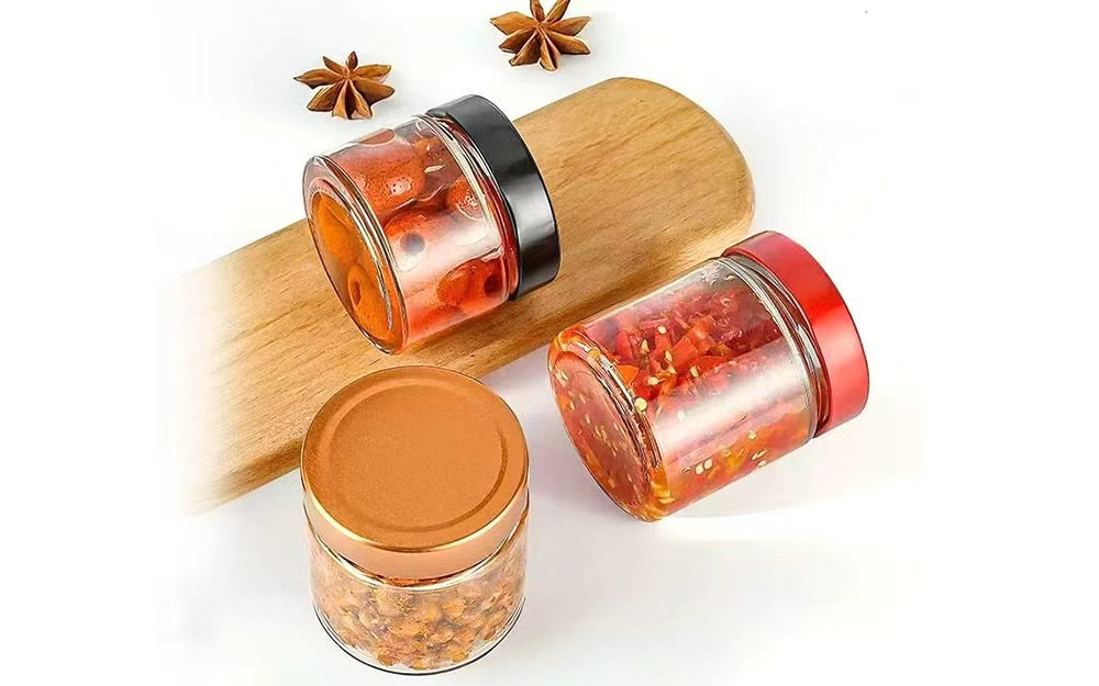 Empty glass jars for food