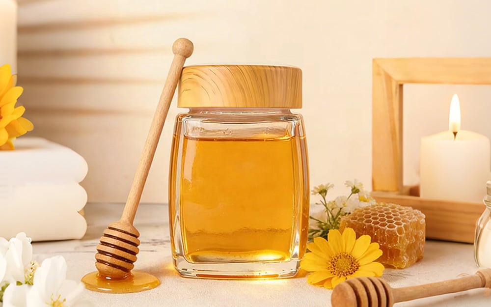 Premiun Glass Honey Square Jar