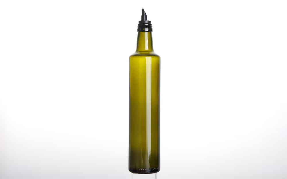 green olive oil bottle